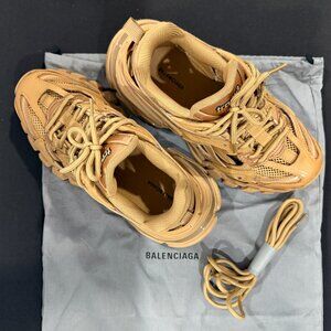 Balenciaga Brown Faux Leather and Mesh Track 2 Sneakers
